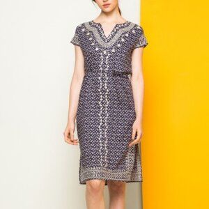 THML Navy Embroidered Sheath Dress